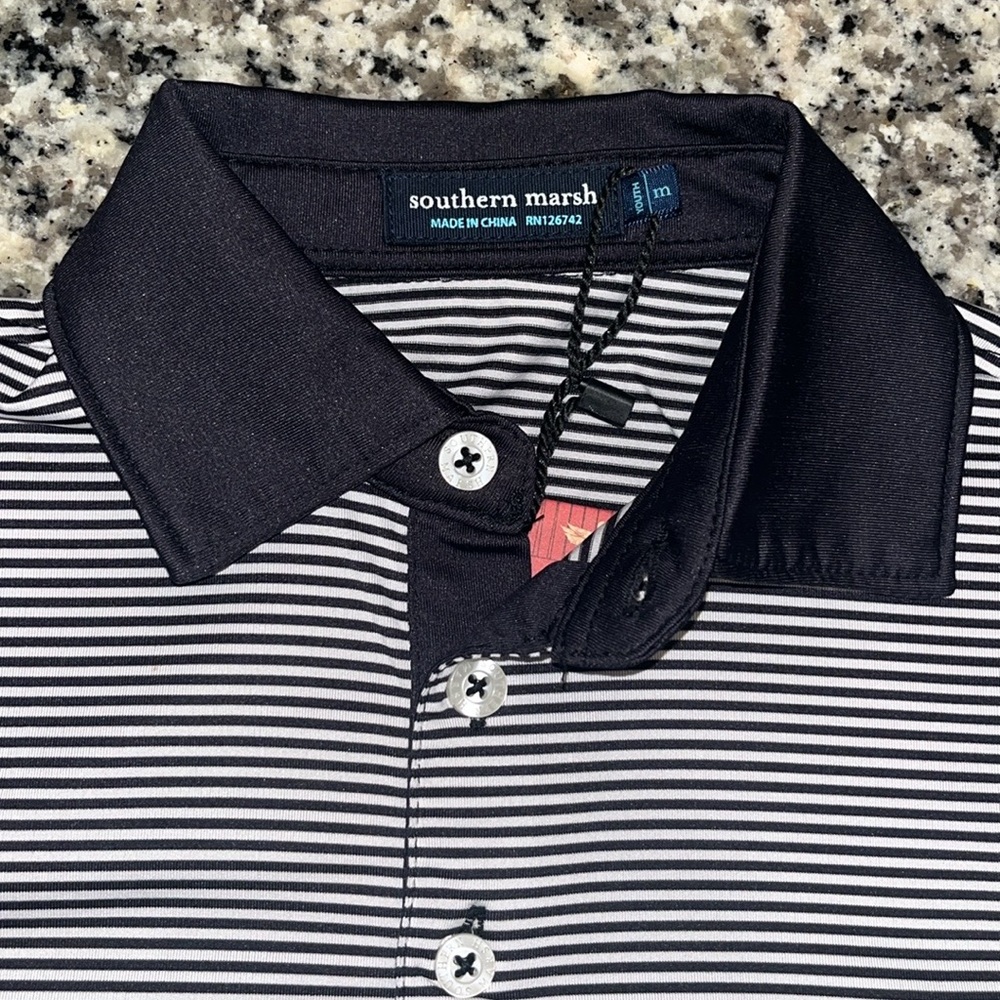 Southern Marsh Black and White Polo Shirt